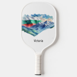 Watercolor Bulgarian Flag Mountains National Pride Pickleball Paddle