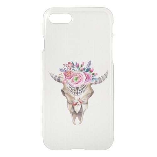 Watercolor Bull Skull And Flowers iPhone SE87 Case