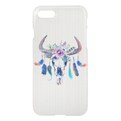 Watercolor Bull Skull And Purple Flowers iPhone SE87 Case