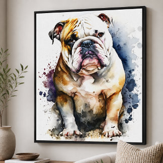 Watercolor Bulldog Canvas Print