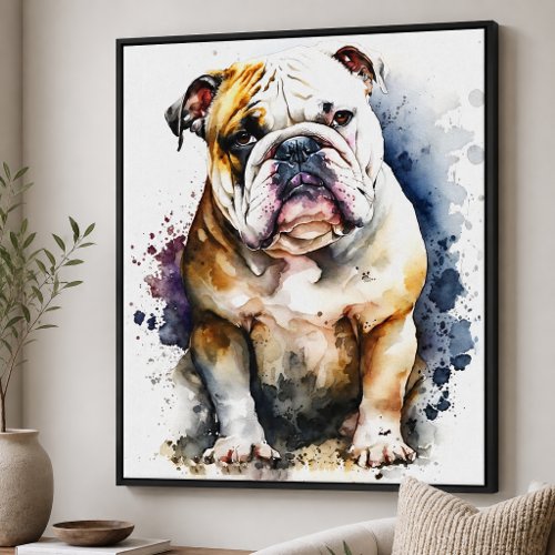 Watercolor Bulldog Canvas Print
