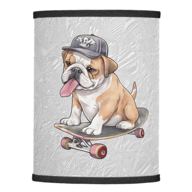 Watercolor Bulldog Lamp Shade (Front)