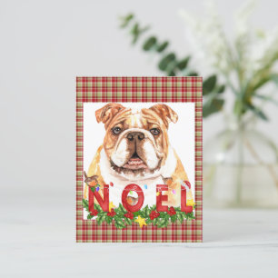 Watercolor Bulldog Noel Christmas Postcard