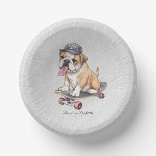 Watercolor Bulldog Paper Bowl