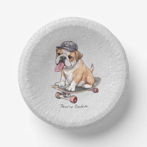 Watercolor Bulldog Paper Bowl