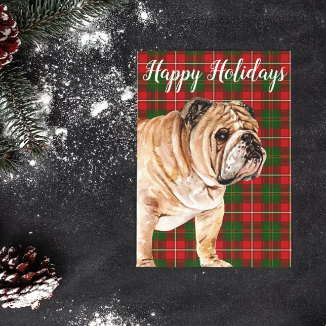 Watercolor Bulldog Personalized Custom Holiday Postcard (Creator Uploaded)