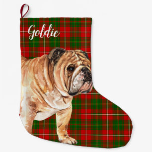 Watercolor Bulldog Personalized Large Christmas Stocking
