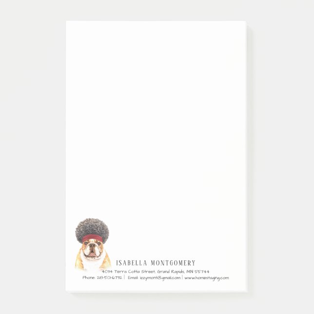 Watercolor Bulldog Personalized Notes (Front)