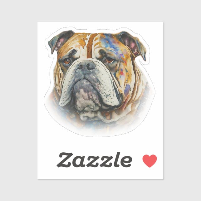 Watercolor Bulldog Sticker (Sheet)