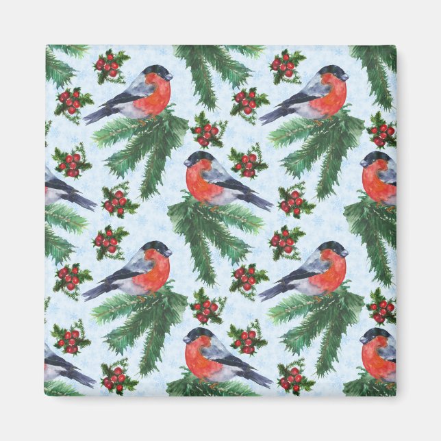 watercolor bullfinch magnet (Front)