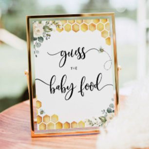 Watercolor Bumble bee guess the baby food Poster