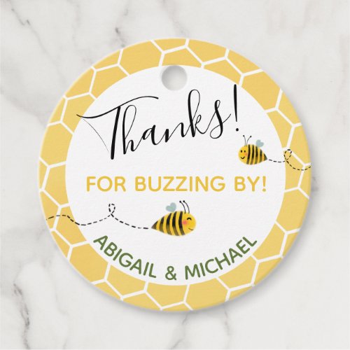 Watercolor Bumble Bees Thanks for Buzzing By Party Favor Tags