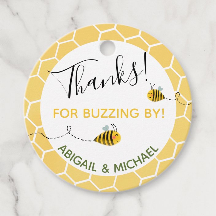 Watercolor Bumble Bees Thanks For Buzzing By Party Favor Tags