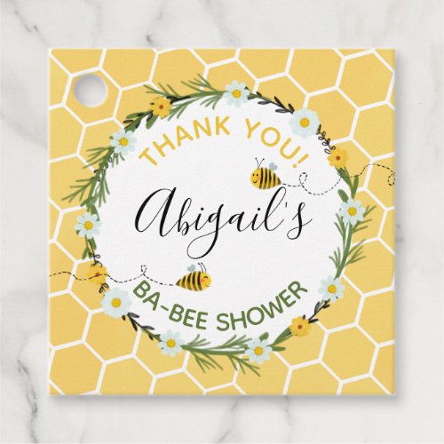 Watercolor Bumblebees Honeycomb Ba_Bee Baby Shower Favor Tags