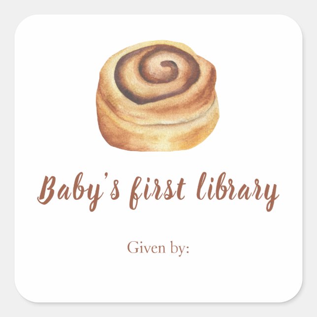 Watercolor Bun Baby shower - baby's first library Square Sticker (Front)