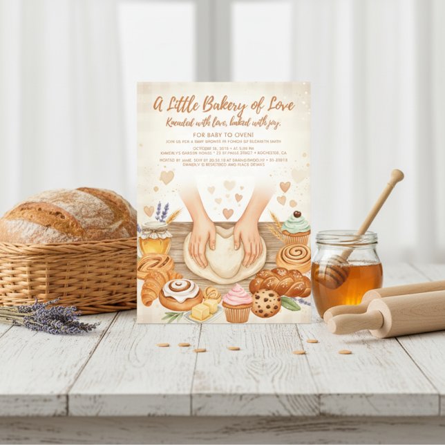 watercolor Bun in the Oven Bakery Baby Shower Invitation (Creator Uploaded)