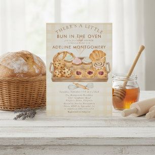 watercolor Bun in the Oven Bakery Baby Shower Invitation
