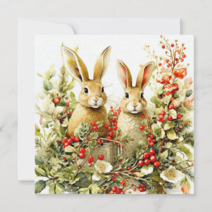 Watercolor Bunnies and Wild Berries  Card