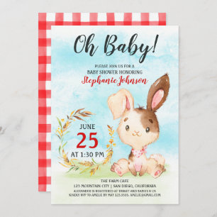 Watercolor Bunny Baby Shower Farm Invitation