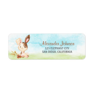 Watercolor Bunny Baby Shower Farm Label