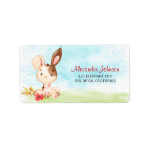 Watercolor Bunny Baby Shower Farm Label