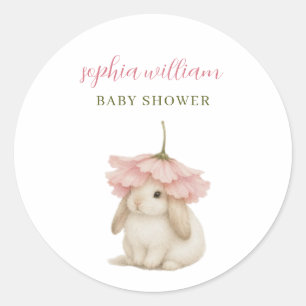 Watercolor Bunny Baby Shower Invitation Classic Round Sticker