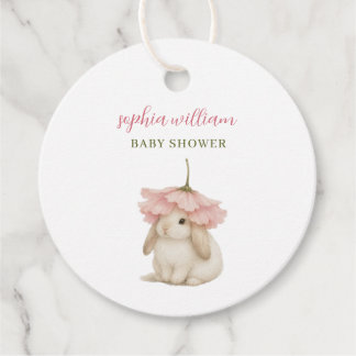 Watercolor Bunny Baby Shower Invitation Favor Tags