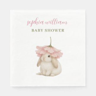 Watercolor Bunny Baby Shower Invitation Napkins