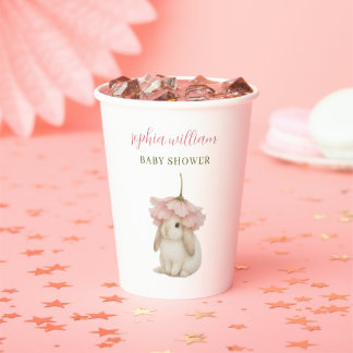 Watercolor Bunny Baby Shower Invitation Paper Cups