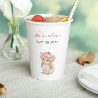 Watercolor Bunny Baby Shower Invitation Paper Cups