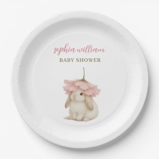 Watercolor Bunny Baby Shower Invitation Paper Plates