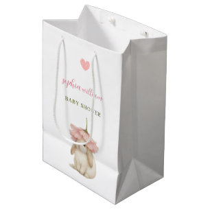 Watercolor Bunny Baby Shower  Medium Gift Bag