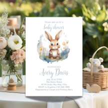 Watercolor Bunny Baby Shower Spring Theme