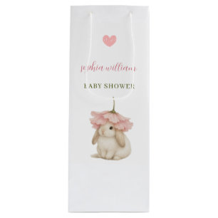 Watercolor Bunny Baby Shower  Wine Gift Bag