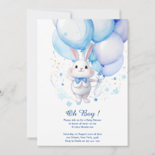 Watercolor Bunny Boy Baby Shower Invitation