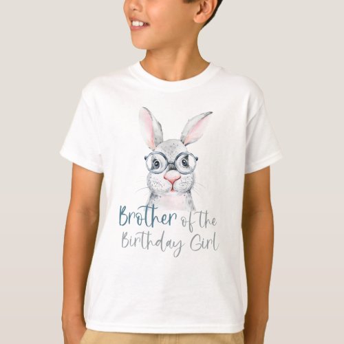 Watercolor Bunny Brother of the Birthday Girl T_Shirt