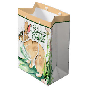 Watercolor bunny custom Easter Medium Gift Bag