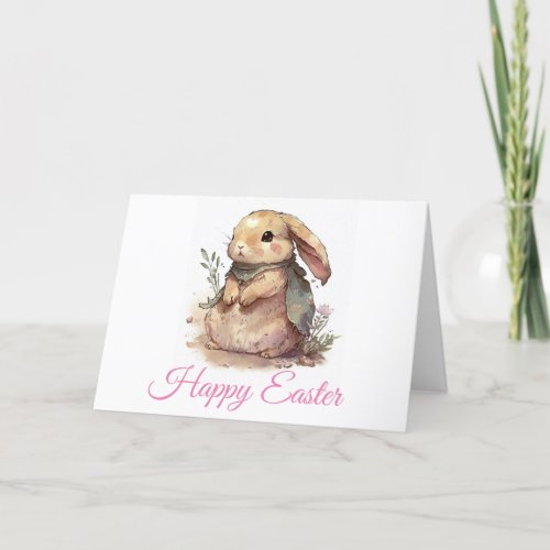 Watercolor Bunny Cute Easter Card