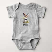 Watercolor Bunny Dandelion Baby Jersey Bodysuit