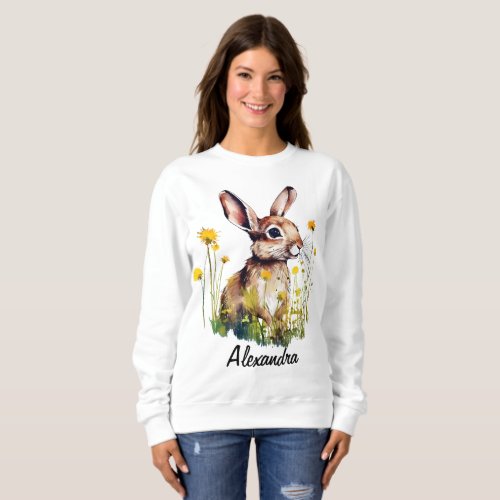 Watercolor Bunny Dandelion Personalized Sweatshirt