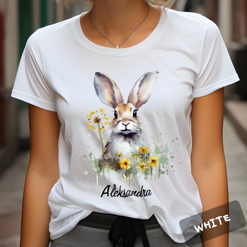 Watercolor Bunny Dandelion Personalized Tshirt
