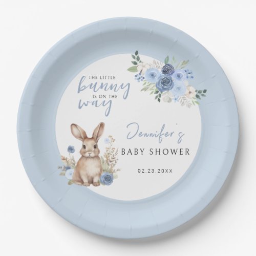 Watercolor bunny easter baby shower paper plates