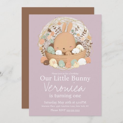 Watercolor Bunny Easter Bohemian Birthday Party In Invitation