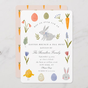 Watercolor Bunny Easter Brunch & Egg Hunt  Invitation