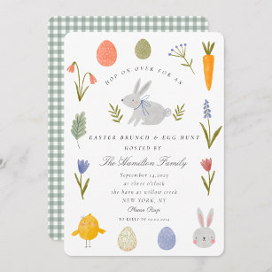 Watercolor Bunny Easter Brunch & Egg Hunt  Invitation
