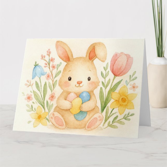 Watercolor Bunny Easter Card (Front)