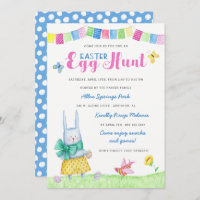 Watercolor Bunny Easter Egg Hunt Invitation