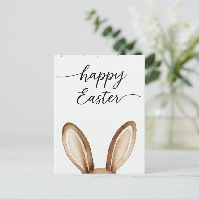  Watercolor Bunny Easter Postcard (Standing Front)