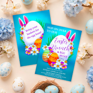 Watercolor Bunny Egg Hunt & Easter Sunday Brunch Invitation