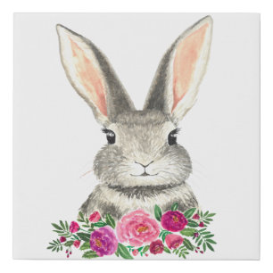 Watercolor Bunny Faux Canvas Print